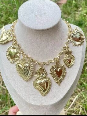 Gold Sacred Heart Charm Necklace